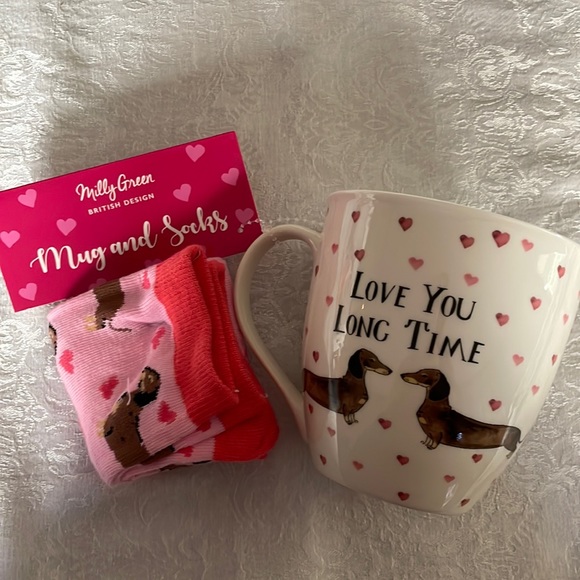 Milly Green Other - Dachshund Valentine’s Day large mug and sox combo